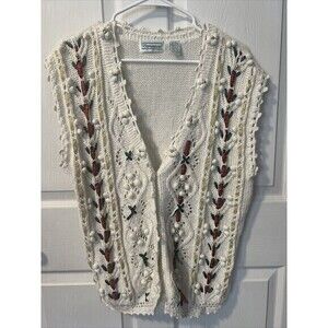 VTG Shenanigans Sweater Vest White Plaid‎ Holiday Christmas Sz Medium